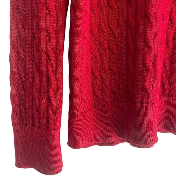 Lauren Ralph Lauren Red Cable Knit Cotton Blend Sweater Women’s Size XL Preppy - Picture 4 of 6